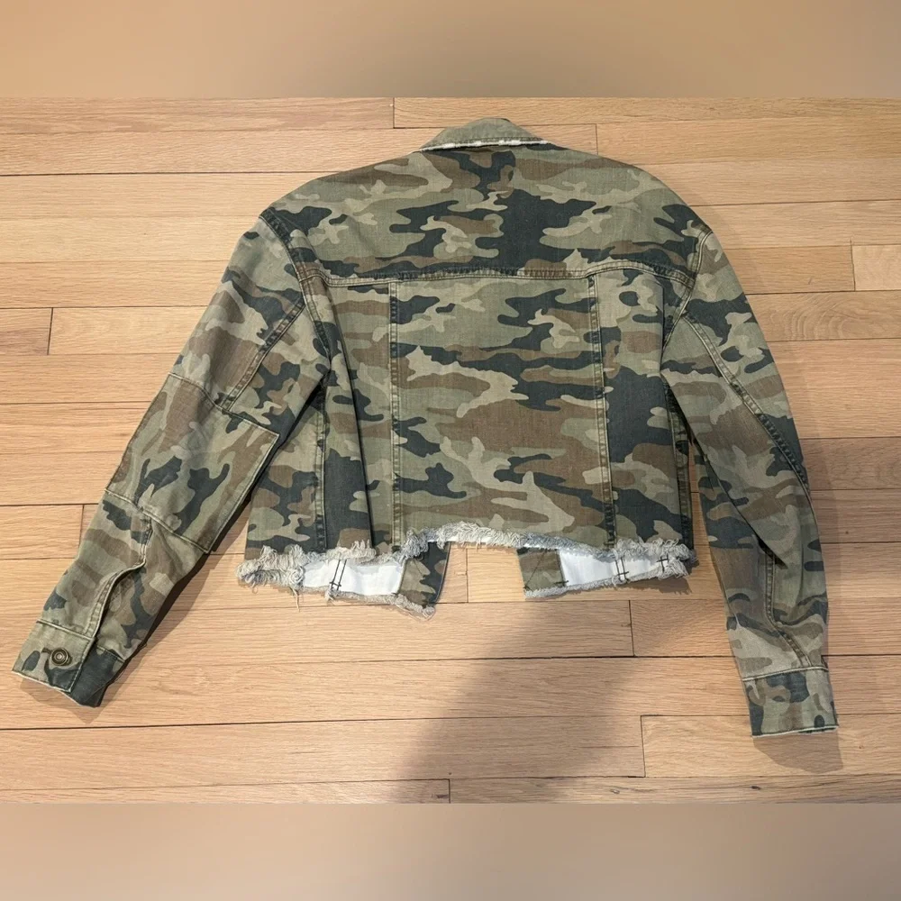Free People Olive Camo Denim Jacket - Picture 2 of 4